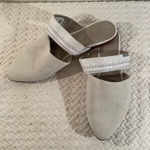 TOMS Soft Pebbled Leather Flat Mule With Decorative Strap Across